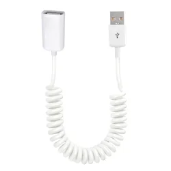 Coiled USB 2.0 Extension Cable - Male to Female, 1M/3.2Ft, Spring Design (White 1m)