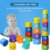 Kids Bathroom Stacked Cups Set Toys Water/Beach Games Tool Cup Stacking Educational Toys for Baby Bathtub Toddlers Birthday Gift 4