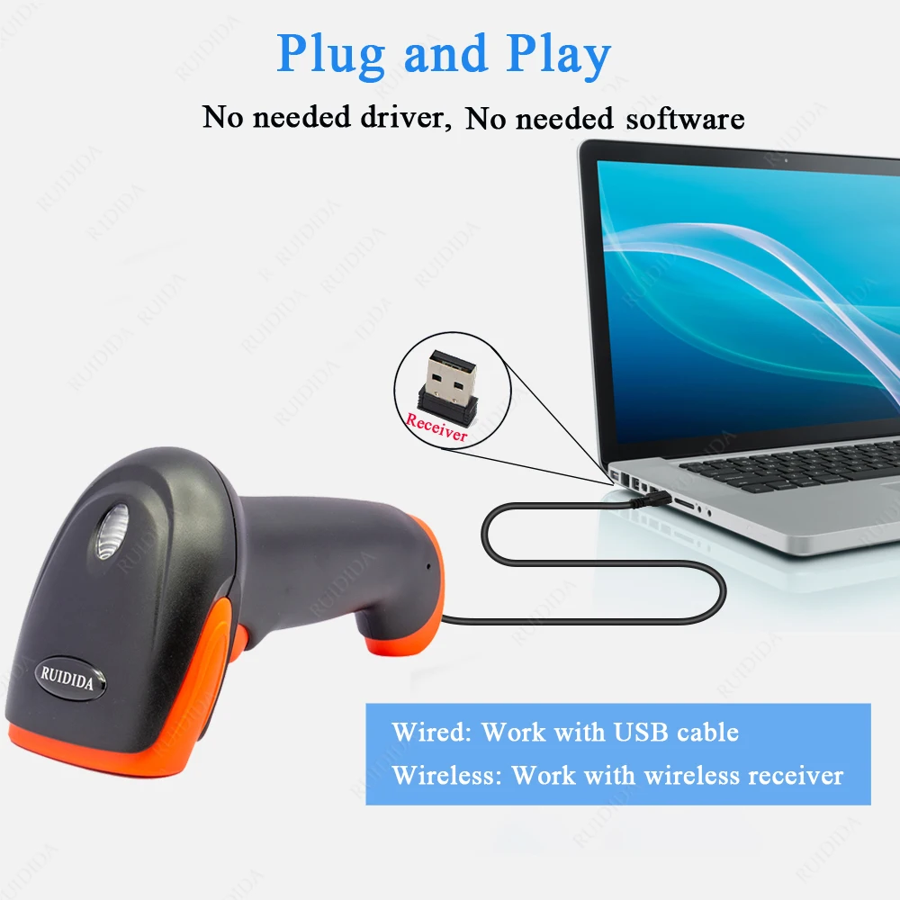 Code Bar Scanner 2d Wireless Barcod Reader Wired Scanner 