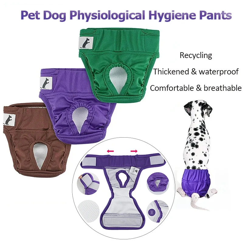 Dog Diapers Pet Dog Physiological Hygiene Pants Thickened Waterproof Dog Diaper Comfortable Leak-proof Washable Reusable Pet Urinal Pads