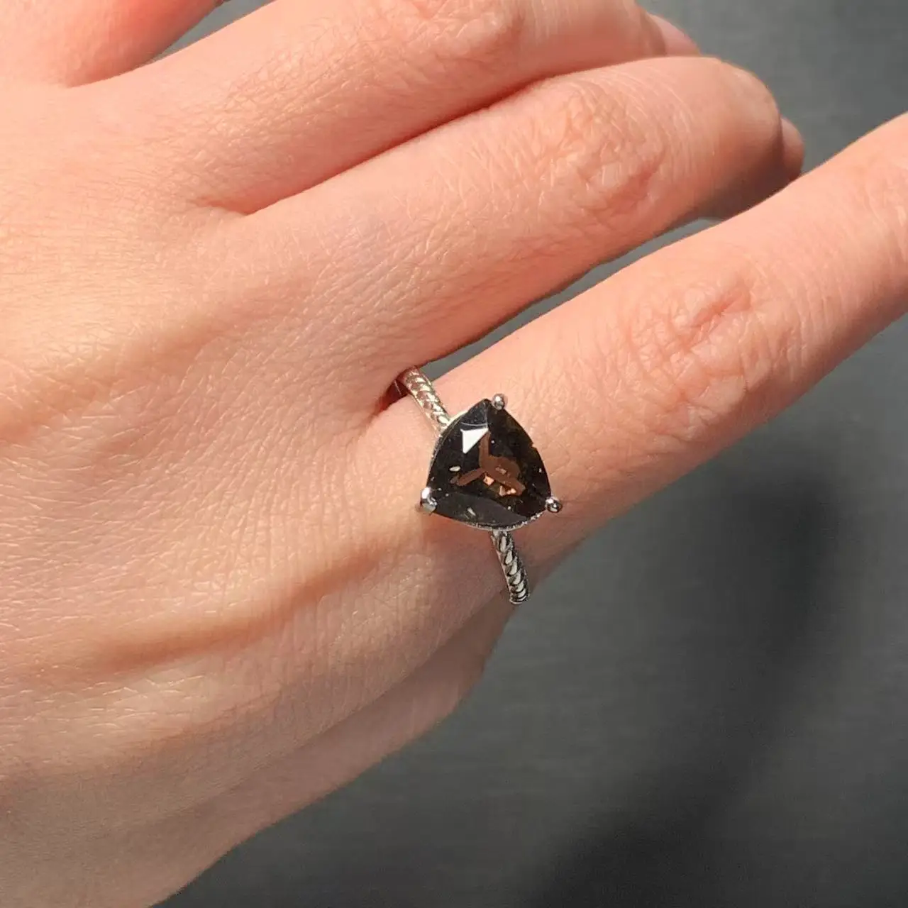 MM Natural Smoky Quartz Ring Adjustable Female Ring Jewelry for Women Gift Wholesale High Quality Vintage Fine