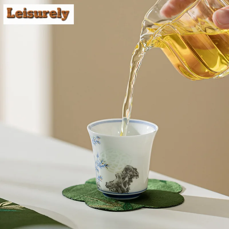 Hand Painted Bamboo Shadow Tea Set Complete Set Elegant Tea Ceremony Set Teapot And Tea Cup Set Cafes Accessories Ornaments Gift