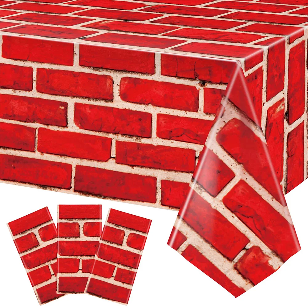 

Red Brick Tablecloths Christmas Holiday Party Supplies Fireplaces Chimneys Decorations Photography Supplies 54 x 108 Inches