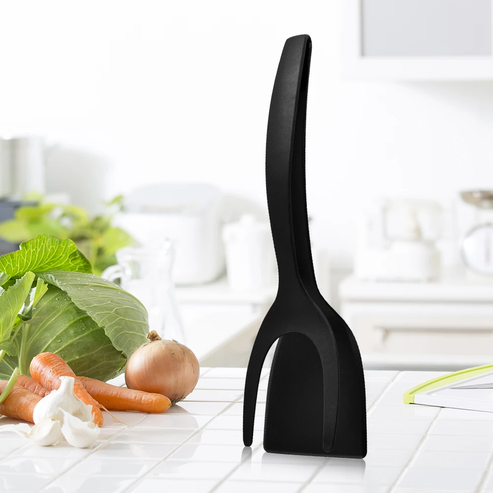 2 In 1 Flip Spatula Tongs Non Stick Egg Flipper Tongs Multifunctional Frying Steak Pancake for Home Kitchen Cooking