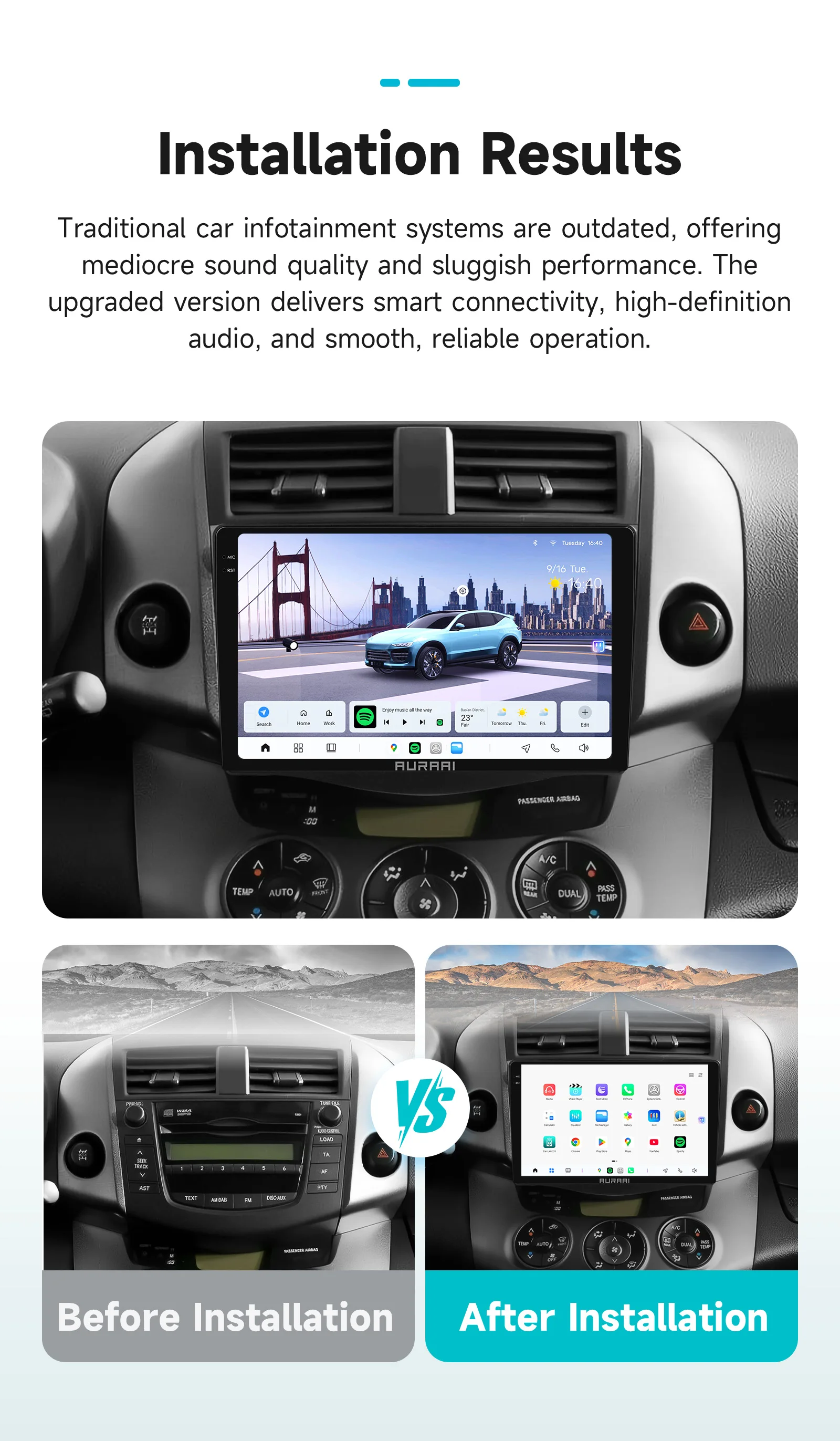 8G+256G AURAAI 2K Bildschirm für Toyota RAV4 Rav 4 2006-2012 Autoradio CarPlay Android Auto 4G WIFI GPS BT DSD ADAS Dual-Mikrofon 360°-Kamera – Detail 3