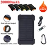200000mAh Portable Solar Power Bank External Battery Fast Charging Waterproof Powerbank with SOS Flashlight Poverbank for Xiaomi 1