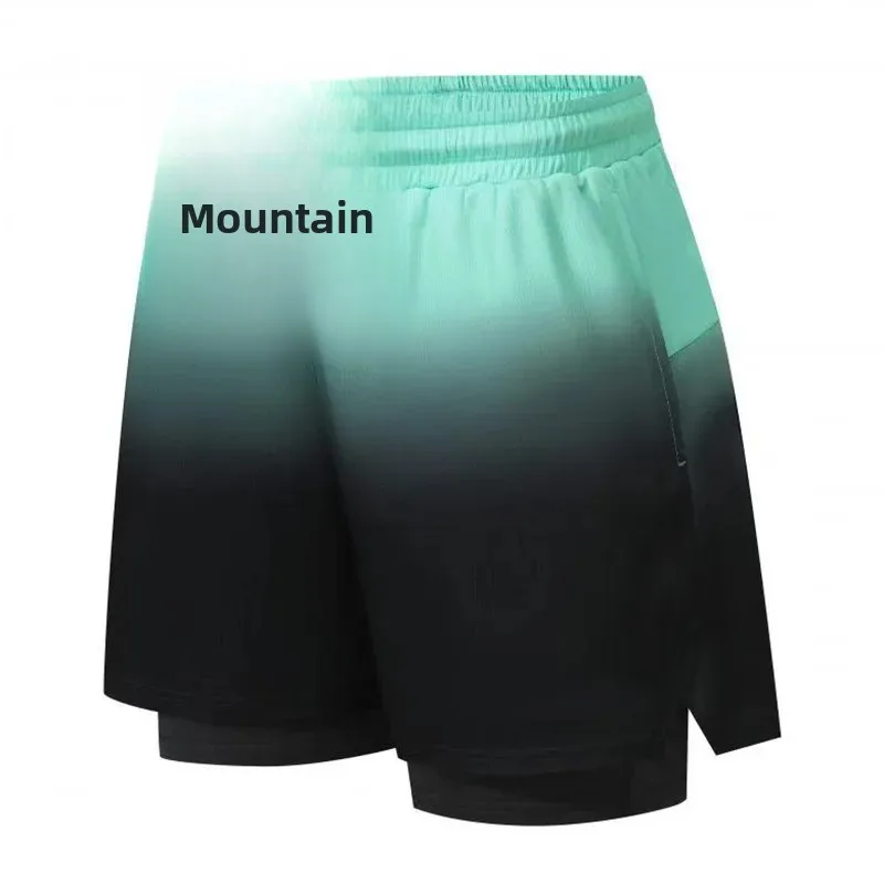 Men's Quick Dry Sports Shorts Summer Double Layer Running Pants Outdoor Fitness Training Trousers Anti-Light Leak