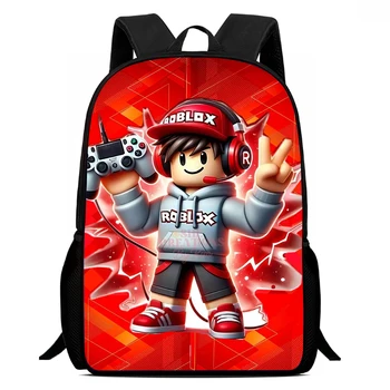 Roblox Cartoon Kids Backpack 15-Inch Large Capacity Ergonomic Multi-Pocket School Bag for Boys Girls Age 5-8 Best Gift 1