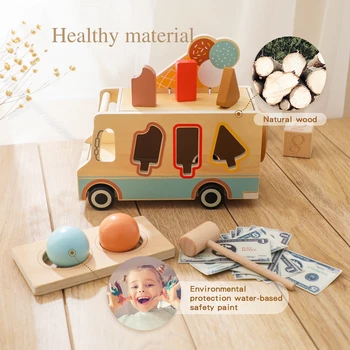 Baby Wooden Ice Cream Kiosk Car Toy - Wooden Toys 6