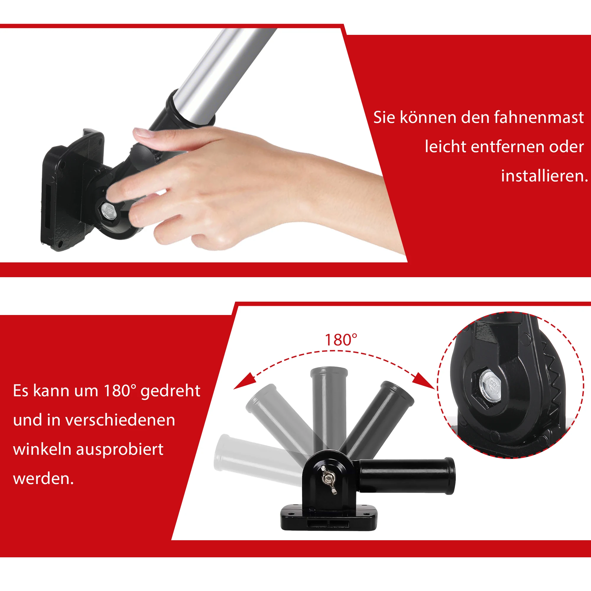 Wide Scope Of Application Flag Pole Holder Bracket Materials Easy Install Matte Aluminum