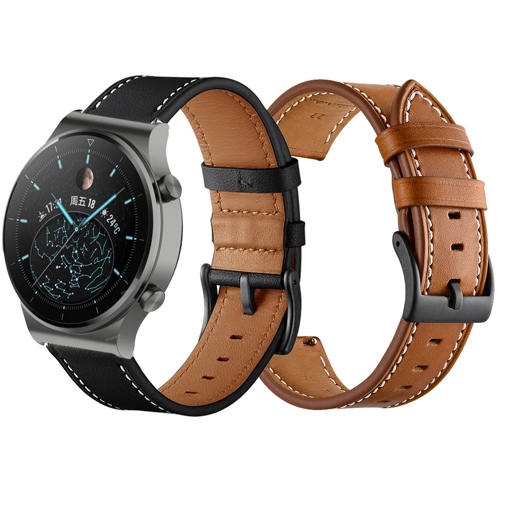 

Ремешок кожаный для смарт-часов Huawei Watch GT 2 Pro, браслет для Huawei GT 2 46m/Runner/Honor GS 3, аксессуары, 22 мм