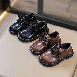 British Style Dress Shoes For Kids Boys Round Toe Lace Up Derby Flats Toddler Child School Oxford Zapatos In Black Brown