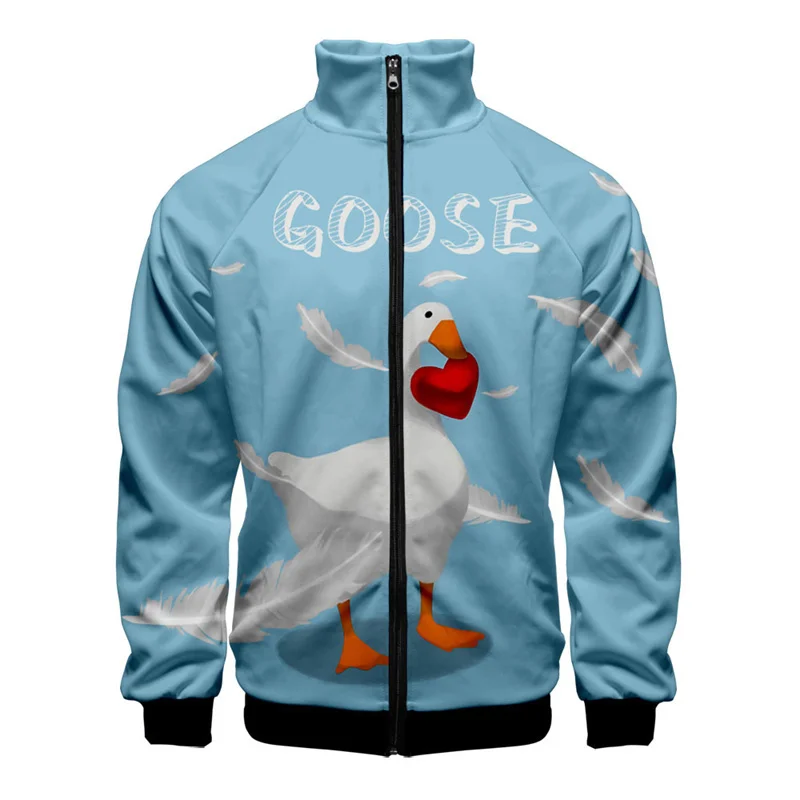 thumbnail image 1 of Chaqueta con estampado 3D de ganso divertido para hombres y niños, abrigo de manga larga con estampado de animales de dibujos animados, chaquetas con cremallera para primavera y otoño, 1 of 4