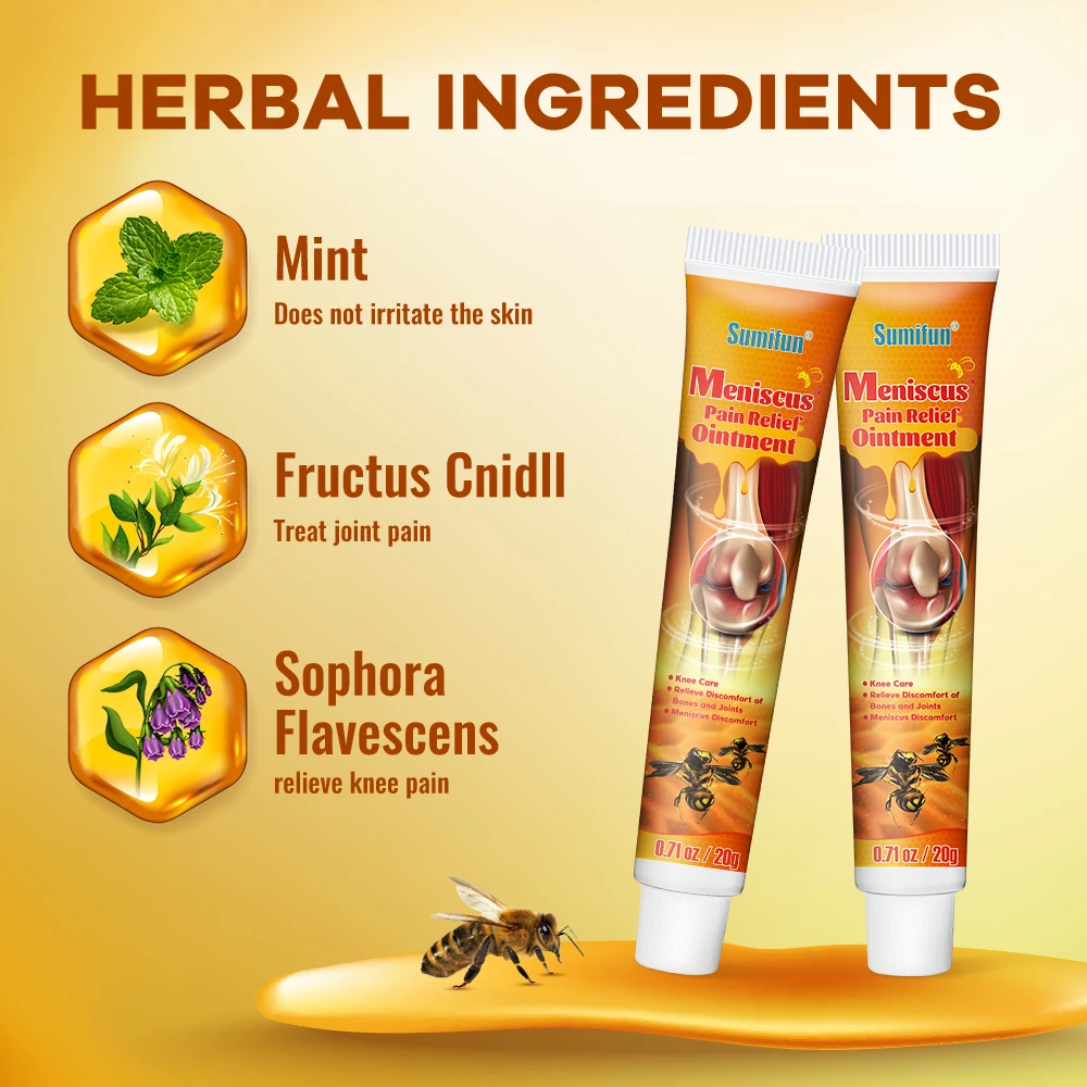 Sumifun Bee Venom Knee Cream Synovitis Meniscus Pain Relief Ointment Rheumatism Arthritis Joint Sprain Ache Plaster 1/5/10Pcs knee pain relief cream