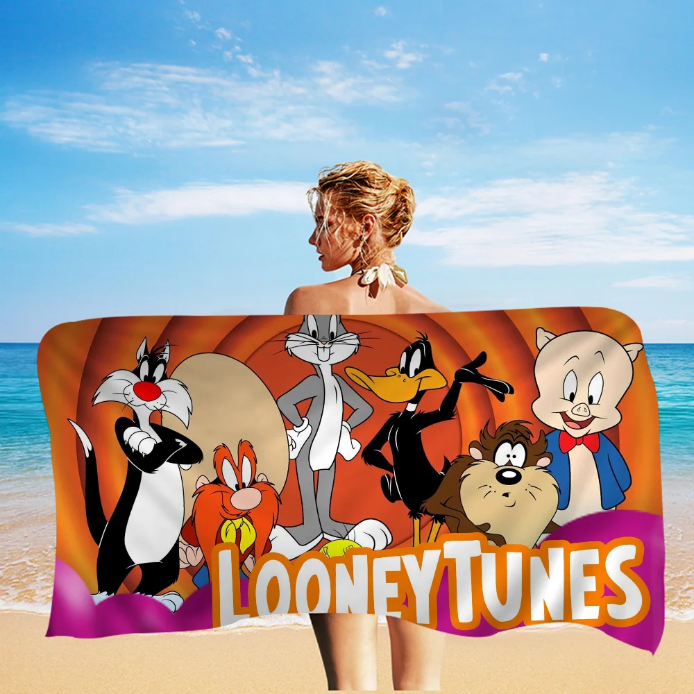 L-Looney-Tunes Beach Towel Cartoon Cute Summer Kids Large Bath Pool Beach Towel Microfiber Absorbent For Swimming Travel 4