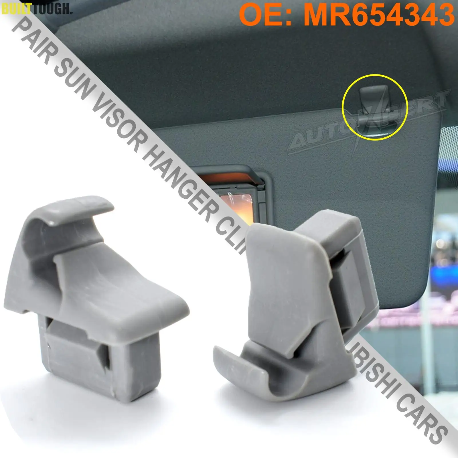 2xGrayCarSunVisorClipGreySunvisorHookBracketHangerMR654343