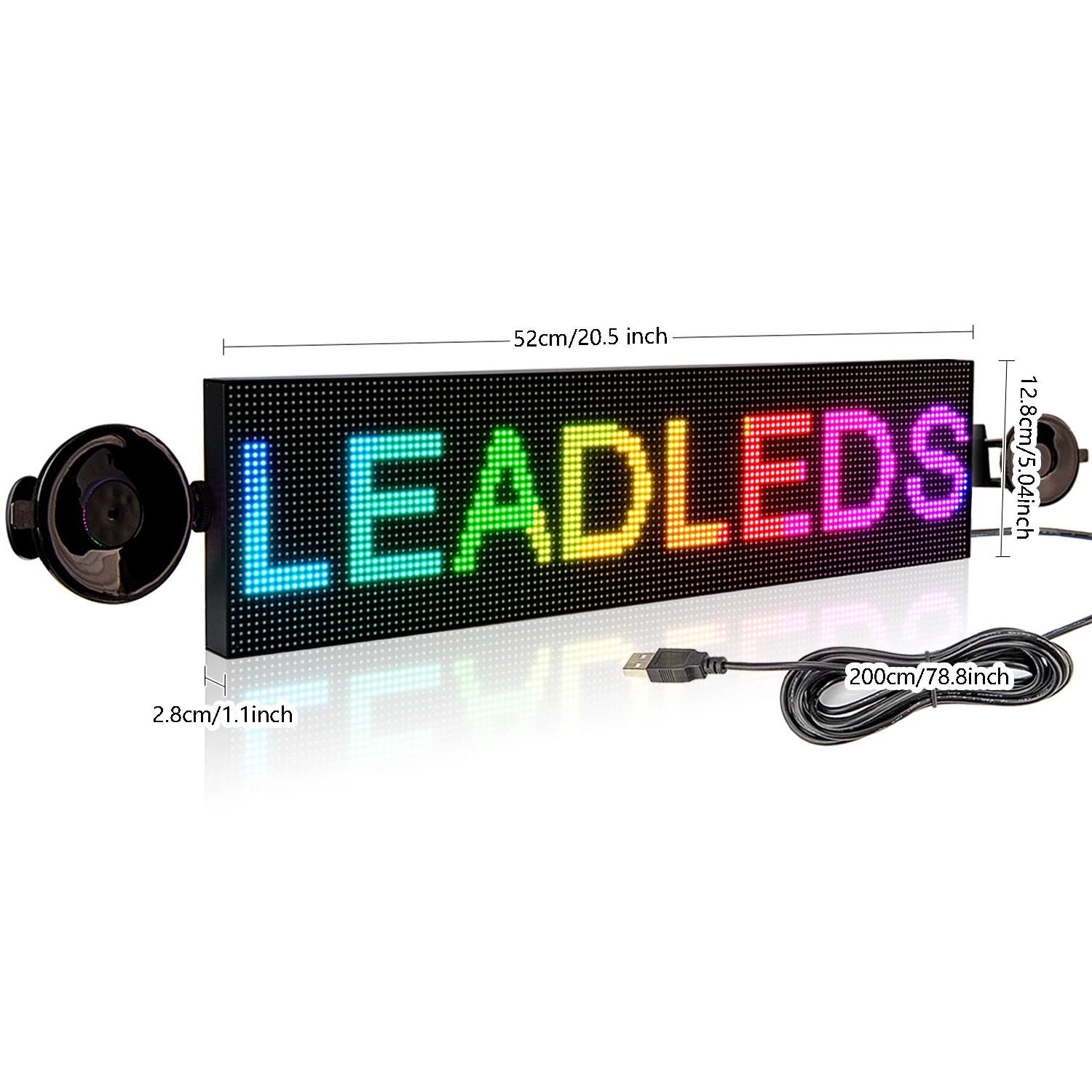 Leadleds 12v Led Car Sign Display Panel Wifi App Control RGB Message Board Information LED Billboard for Car,Truck,Taxi