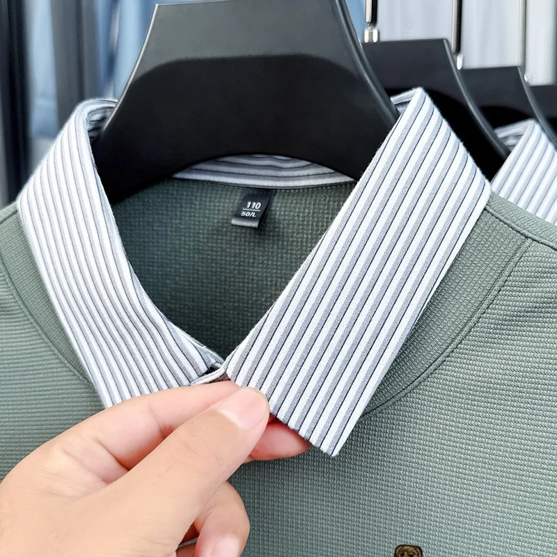 Frühling Neue Qualität Herren Langarm-T-Shirt Rundhals Falsches Zweiteiler-Design Bären-Stickerei Angesagte Langarm-Mode Herrenbekleidung – Detail 4