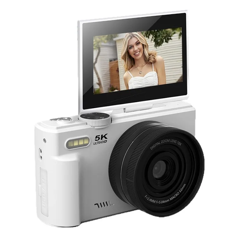 Appareil Photo Numérique 5K 75MP - Caméra Vlog Zoom 18x Écran Rotatif 180° Autofocus Avec Stabilisation - Noir/Blanc