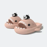 2024 Cute Panda DIY Shark Slippers Women Men Summer Platform Shoes Night Glowing Lantern DIY Couples Indoor Shower Beach Slides 1