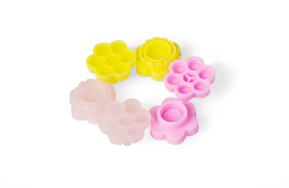 100 Stück Pfropfen von Wimpern, rosa Verzögerungsbecher, Wimpernkleberhalter, Blütenverzögerungsbecher, Wimpernverlängerungswerkzeug, Make-up-Zubehör – Detail 5