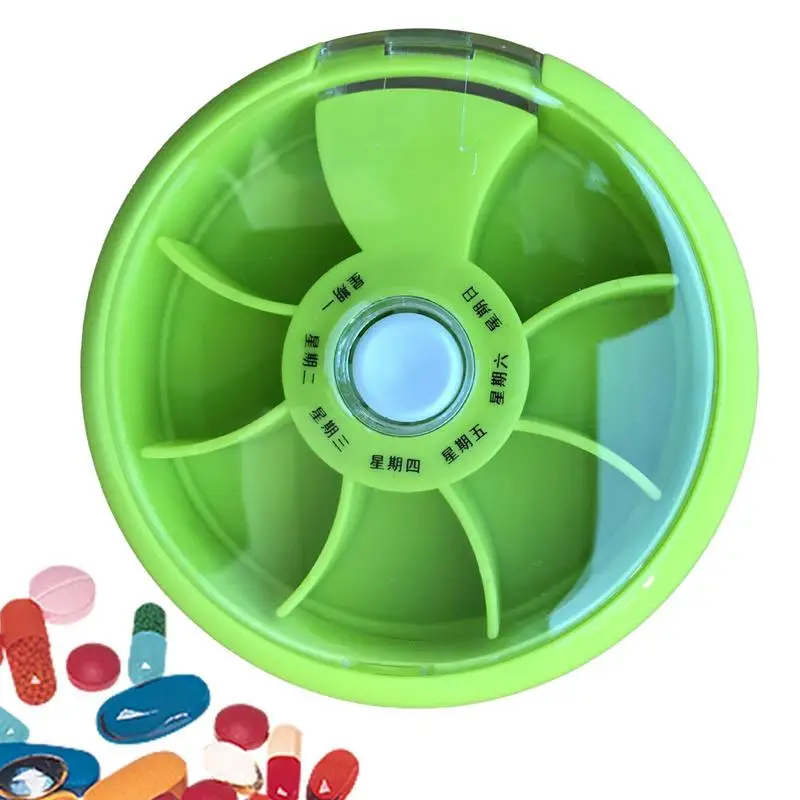 

Medicine Box Case With Compartment Cratch-resistant Round Rotating Tray Pill Box Travel Portable Vitamin Medicine Pill Dispenser