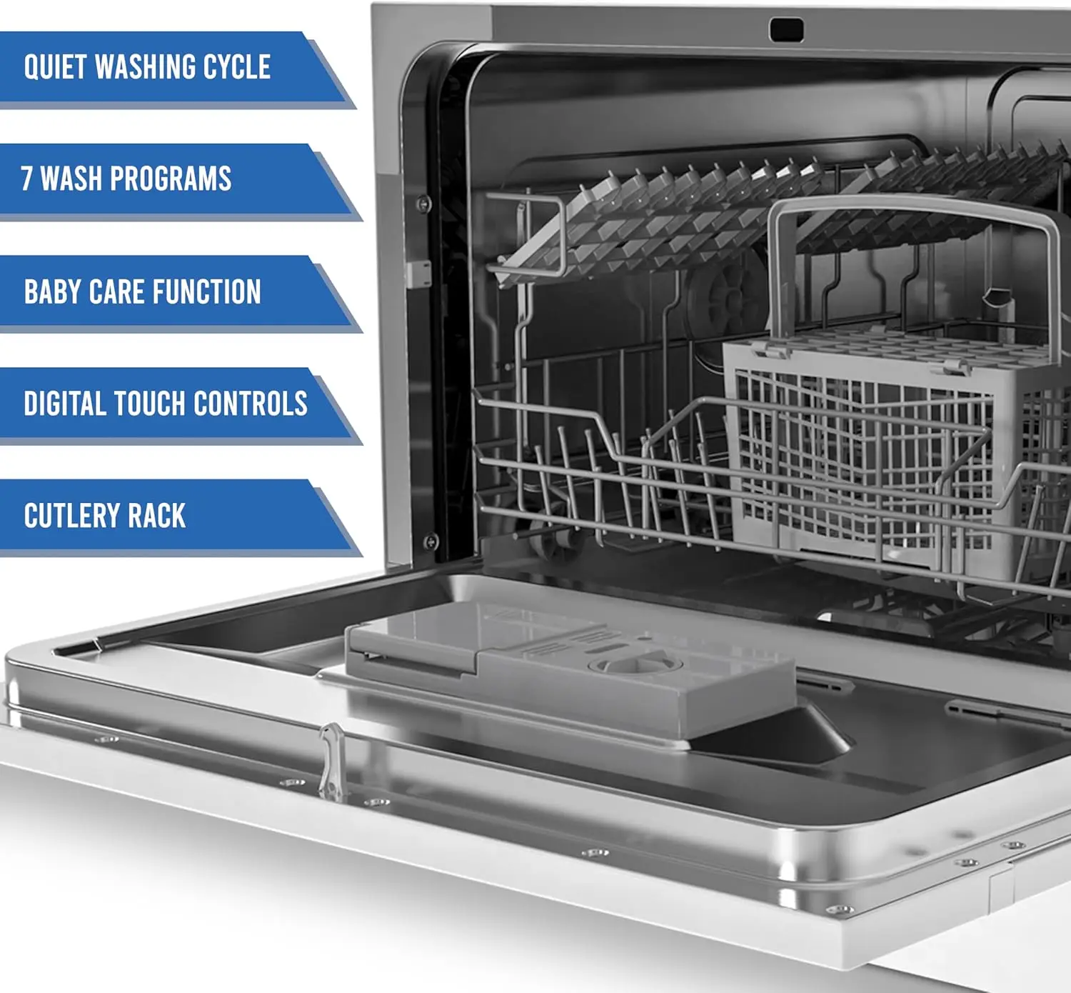 Compact 6-Place Setting Dishwasher-Portable Mini Countertop Dishwasher with 7 Wash Programs-Perfect for Small Spaces Like