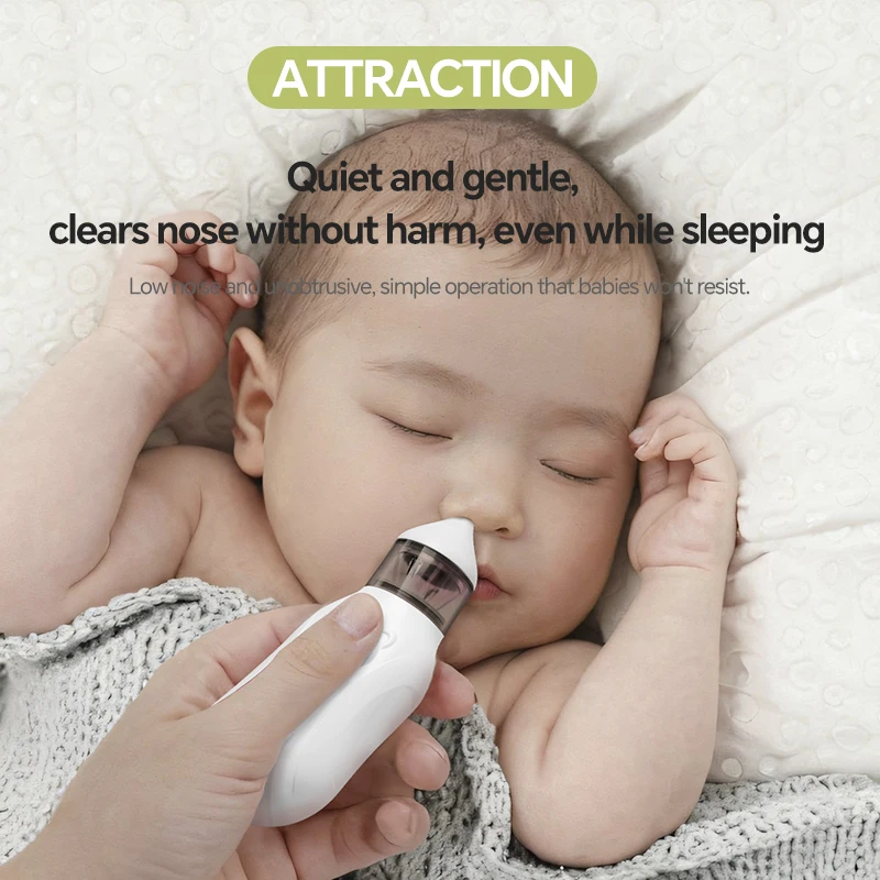 Electric Baby Nasal Aspirator Nose Sucker for Toddler Low Noise 9 Suction Level Rechargeable Newborn Nose Cleaner 2 Silicone Tip