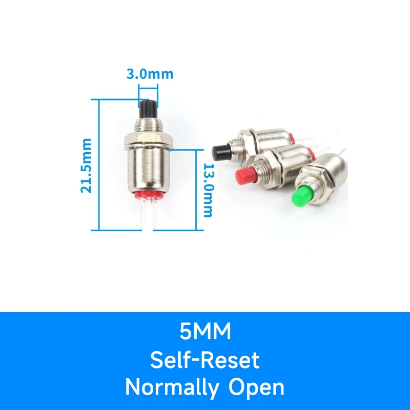Circular Metal Button Switch 5mm 7mm 10mm PBS-110 PB05A small self resetting self-locking point action power switch