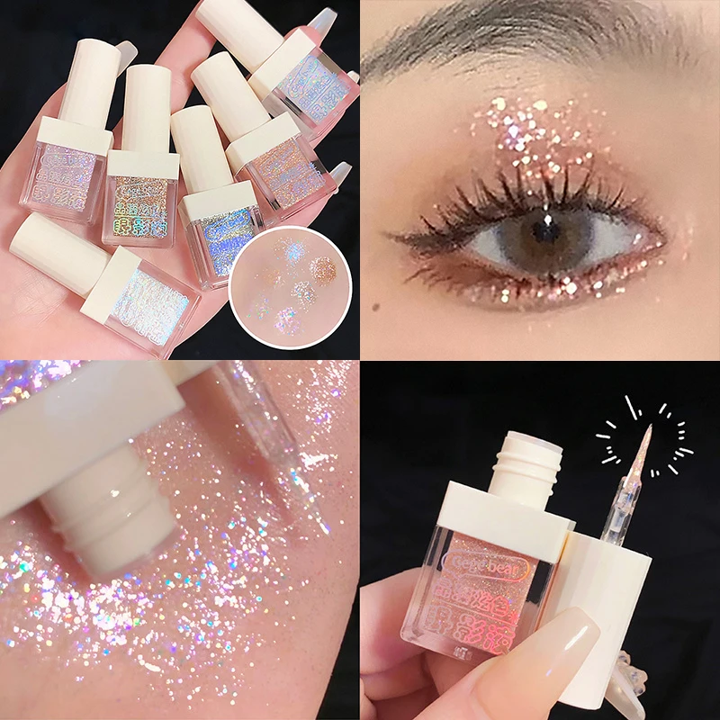 

Waterproof Liquid Eye Shadow Highlighter Super Shiny Lasting Flakes Monochromatic Glitter Brighten Silkworm Makeup Maquillaje