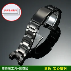 Premium Stainless Steel Watchband Strap for Men - High-Quality Metal Finish (Metal Black)
