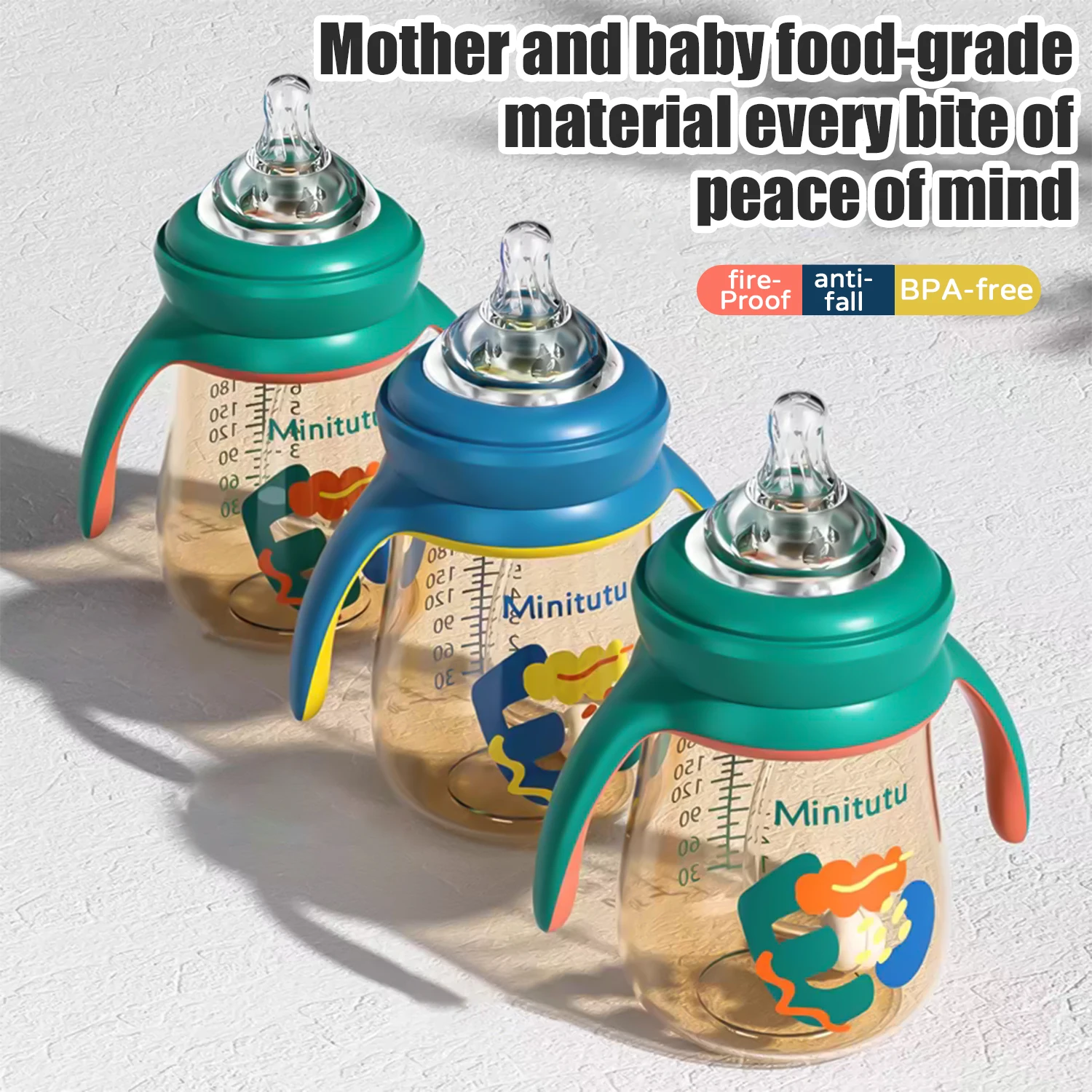 High appearance 240ml nano silver wide caliber PP milk bottle with gravity ball, easy to suck, safe material, BPA free