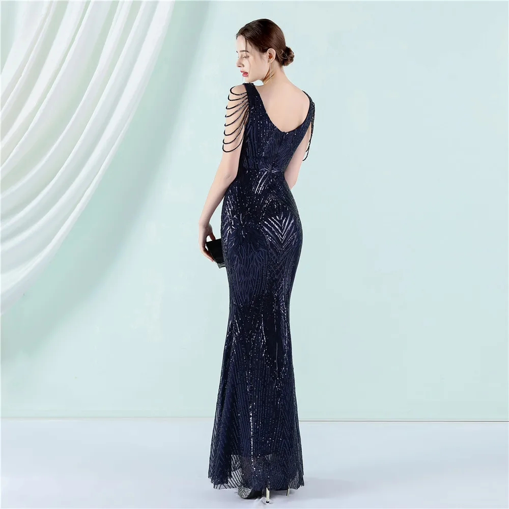 Deep V Sexy Sequined Mermaid Evening Dresses Formal Prom Pageant Wedding Party Robe Re Soirée Femme Robe De Soirée Se Mariage formal gowns for women