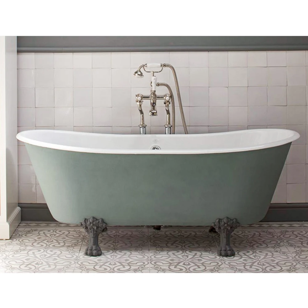 67" Freestanding Luxury Bathtub Cast Iron Double Ended Enamel Claw Paw Feet Tub Multi-Color Custom Built sw1022 2