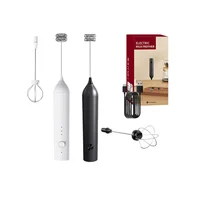 2in1 Milk Frother USB Rechargeable Electric Egg Beater Whisk Coffee Mixer Double Heads Milk Frothers Baking Stirrer Food Blender 1