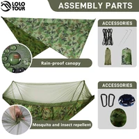 Camping Hammock with Mosquito Net and Rain Fly Portable Double Hammock with Bug Net and Tent Tarp Tree Straps for Travel Camping 3