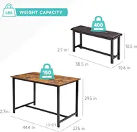 4-Person Kitchen Table Set with 2 Upholstered Benches Easy-Clean MDF Top & Steel Frame Compact Dining Room Set for Home Decor 6