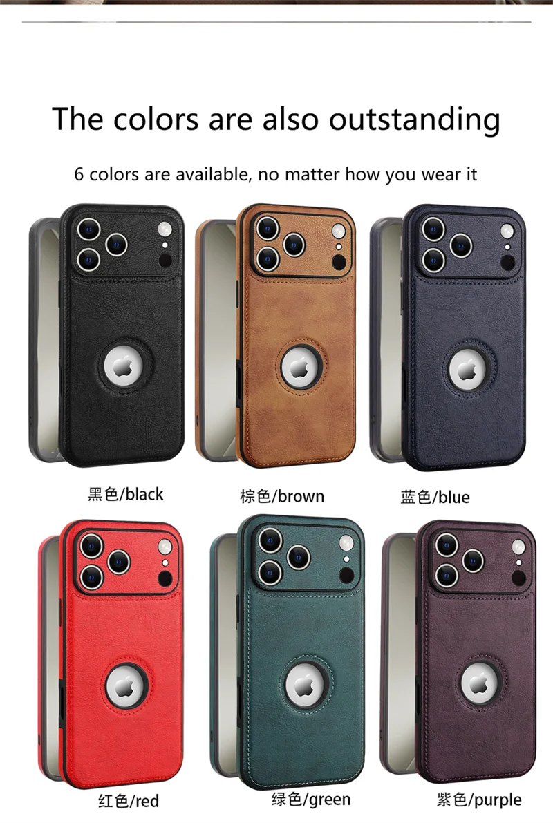 Luxuriöse Lederhülle für Apple iPhone 17 18 Pro Max 16e 15 14 13 12 11 16 Plus 18Pro Original Logo Silikon-Objektivschutz-Abdeckung – Detail 4