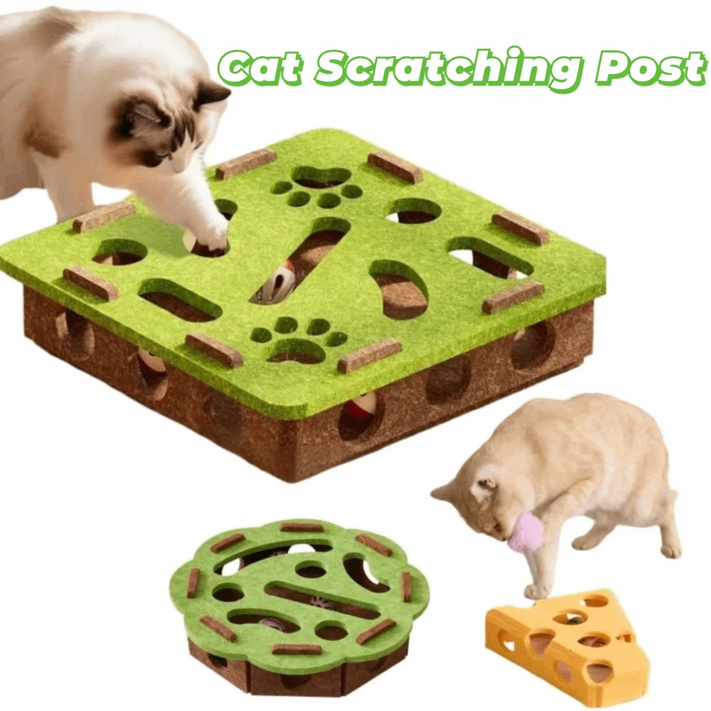 New with Ball Cat Scratching Posts Felt Compact Size Cat Exercise Toy DIY Cat Puzzle Box Indoor