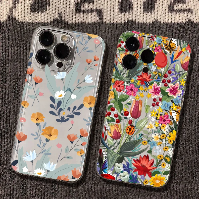 Clear Soft Transparent Floral Phone Case Cover