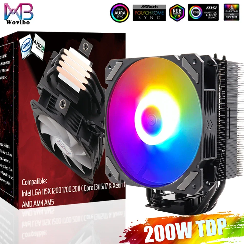 Refrigerador do Radiador do Ventilador para Intel Tubos de Calor Pwm 4pin 120 mm Lga 1150 1151 1155 1200 1700 2011 Amd Am4 Argb