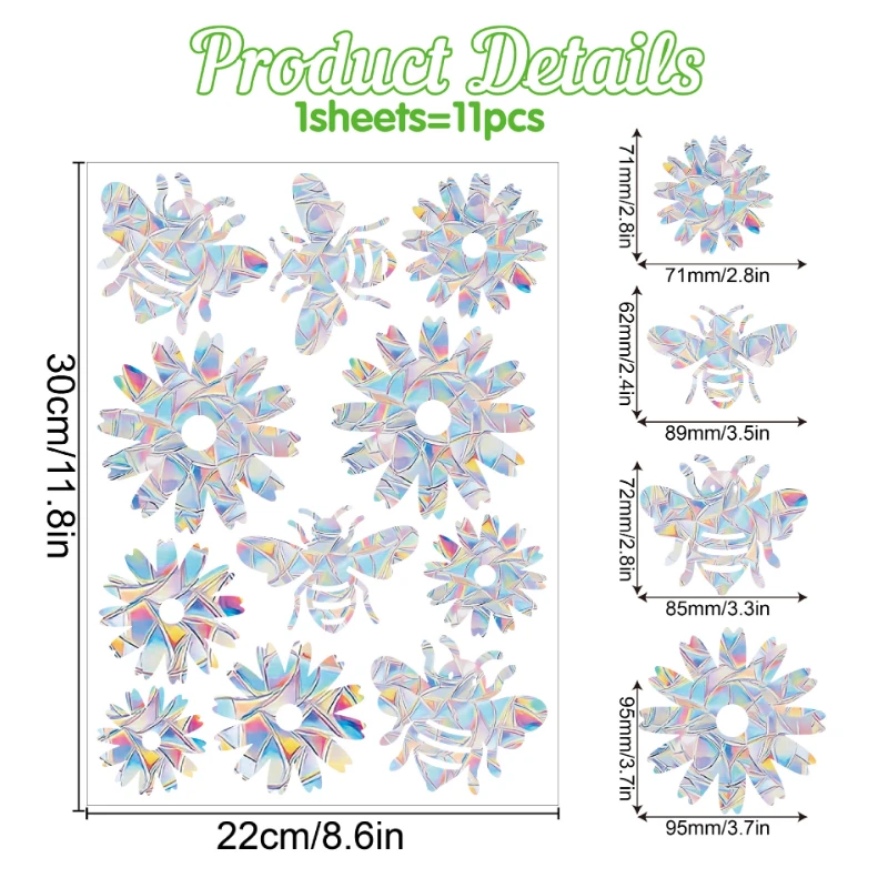 Snowflakes Pattern Sun Catcher Stickers Rainbow Prisms PVC Static Window Stickers Suncatcher Sticker Home Wall Decal Decor