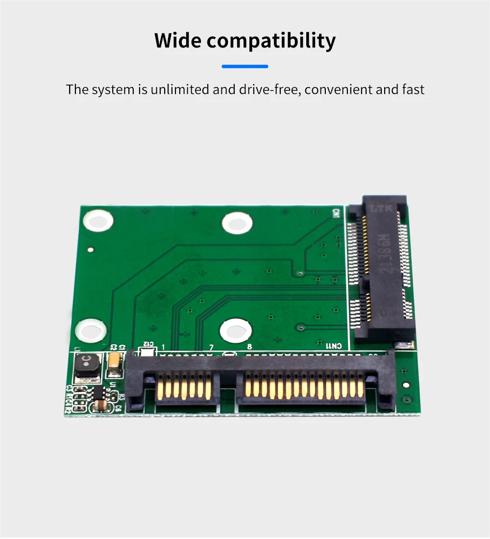 TISHRIC MSATA SSD zu 2,5 SATA Adapter Mini PCI SSD Konverter Riser-Kartenmodul für PC Laptop Erweiterungskarte bis zu 6 Gbit/s – Detail 4