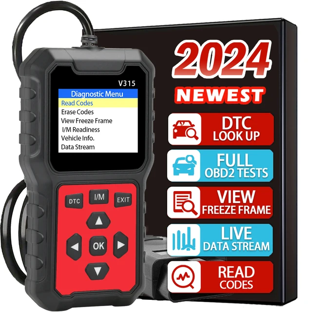 Obd2 Car Diagnostic Scanner with Voltage Tester - Engine Fault Code Reader for All Vehicles after 1996