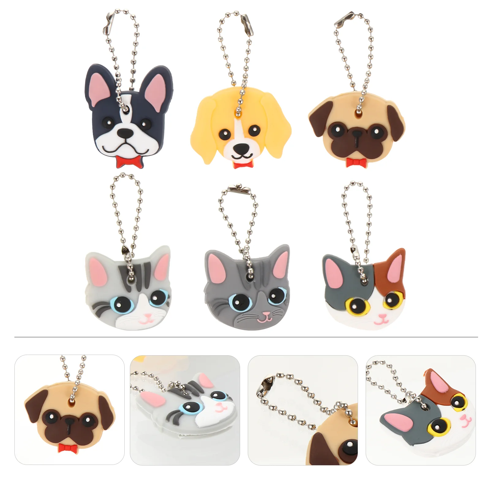 

6 Pcs Cartoon Key Set Simple Sleeve Protective Covers Decorative Kids Decorate Soft Rubber Child Holder