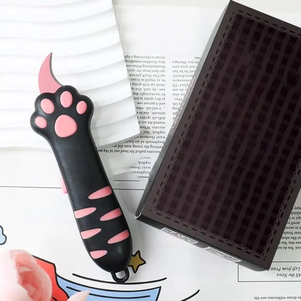 Creative Cat Paw Box Cutter Portable Plastic Cat Box Paper Cutter Paper Cutting Tool Retractable Letter Opener Gift Opener