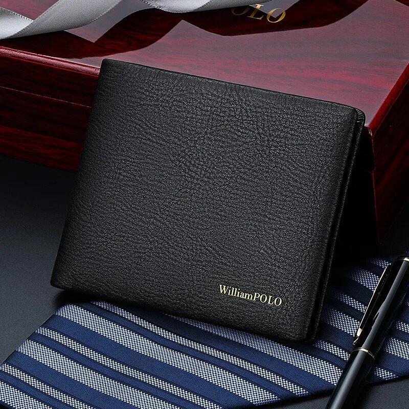Williampolo Men's Wallet  2023 Luxury Brand Short Purse Genuine Leather Card Holder Wallets Fashion Thin Purse Man