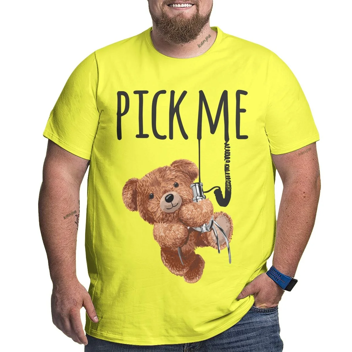 Uomini My Beautiful Dark Twisted Fantasy Bear T-Shirt Kanye West Cotton Clothes Vintage Round Collar Plus Size T-Shirt Yellow 6Xl