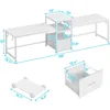 98" Home Office Desk, Computer Desk with File Drawer, Power Strip with USB, 2 Person Long Desk, Storage, Printer Shelf 2