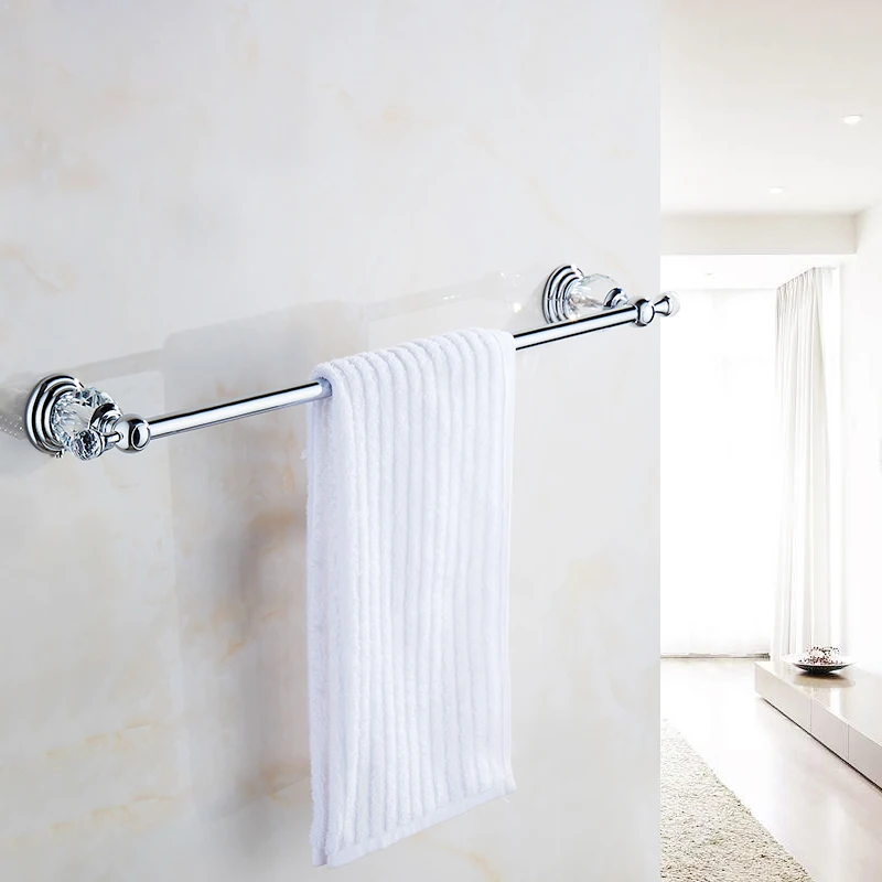 Bathroom Single Towel Bar Towel Rack Holder Solid stainless steel Chrome Crystal Decoration Bathroom Accessories 60cm
